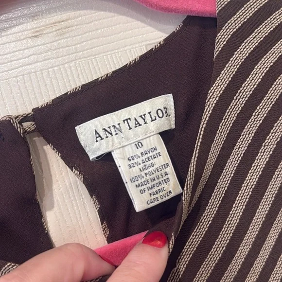 Ann Taylor brown striped dress, size 10 - Picture 3 of 6